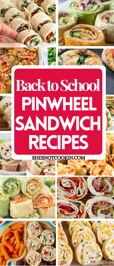 Back to school pinwheel sandwich recipes photo collage. Make Ahead School Lunch Ideas, Senior Lunch Ideas, Back To School Meal Ideas, Softball Lunch Ideas, Easy Lunch Ideas For Work Healthy, On The Road Lunch Ideas, Easy Teacher Lunch Ideas, Luncheon Sandwiches Ideas, Pinwheel Recipes For Kids