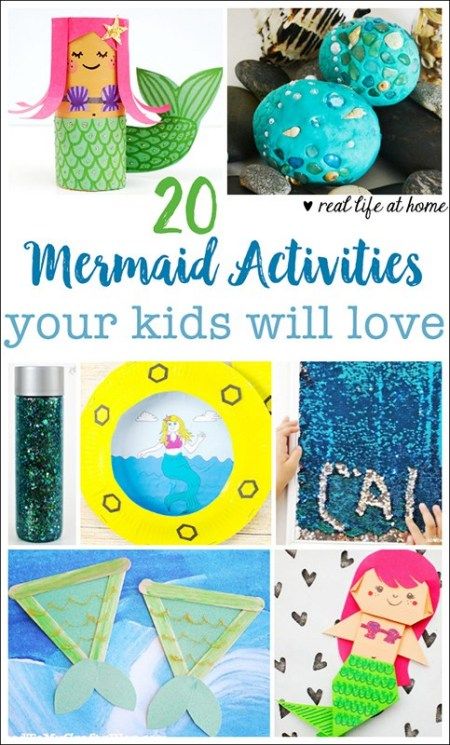 20 awesome mermaid crafts and activities your kids will love. There are mermaid crafts for all ages and abilities in this list. | Real Life at Home Mermaid Activities For Kids, Mermaid Activities, Crafts For All Ages, Mermaid Kids, Mermaid Crafts, Puppet Crafts, Summer Crafts For Kids, Crafts For Boys, Mermaid Theme