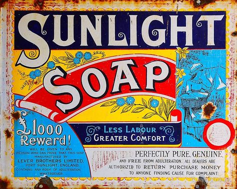 Sunlight Soap by Ewan Arnolda Beer Clock, Vintage Advertising Art, Schlitz Beer, Sign Sticker, Porcelain Signs, Soap Company, Vintage Tins, Advertising Signs, Vintage Metal Signs