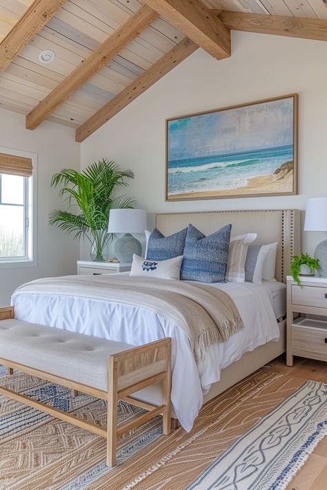 Coastal Bedroom Interior, California Home Interior, Beachy Interior Design, Beachy Bedroom Decor, Ideas For A Bedroom, Interior Design Bedrooms, Coastal Bedroom Ideas, Bedroom Interior Ideas, Beachy Bedroom