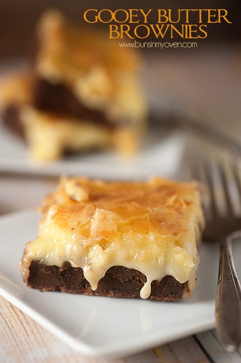 Gooey Butter Brownies Recipe Buns In My Oven, Gooey Brownies, Butter Brownies, Gooey Butter Cake, Brownies Recipe Easy, Brownies Recipe, A Piece Of Cake, 9x13 Baking Dish, Ooey Gooey