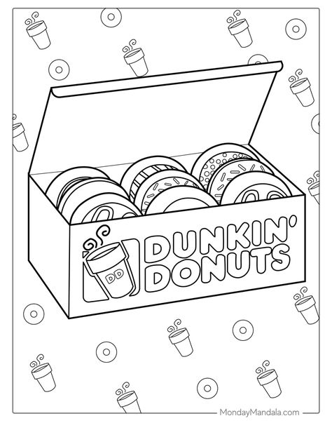 Snack Coloring Pages, Funko Pop Coloring Pages, Doughnut Coloring Page, Coloring Food Pages, Skincare Coloring Pages, Fun Coloring Pages For Teens, Starbucks Coloring Pages, Tiktok Coloring Pages, Donut Coloring Page Free Printable