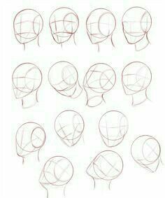 Head for male anime drawings Anime Face Shapes, Sketch Head, Anime Face Drawing, Head Anatomy, Drawing Tutorial Face, Face Drawing Reference, Drawing Heads, Sketches Tutorial, Anatomy Drawing