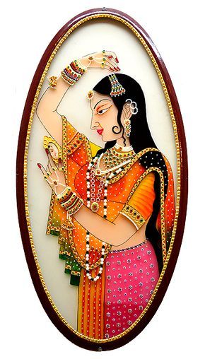 Rajput Princess, Paintings For Home, Rajasthani Painting, Stone Decoration, Rajasthani Art, Mughal Art Paintings, Mughal Paintings, Glass Painting Designs, Glass Paintings