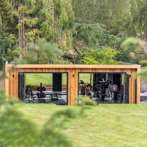 Garden Gyms, Garden Gym Ideas, Gym Building, Gym Shed, Garden Gym, Backyard Gym, Contemporary Garden Rooms, Dream Home Gym, Dream Gym