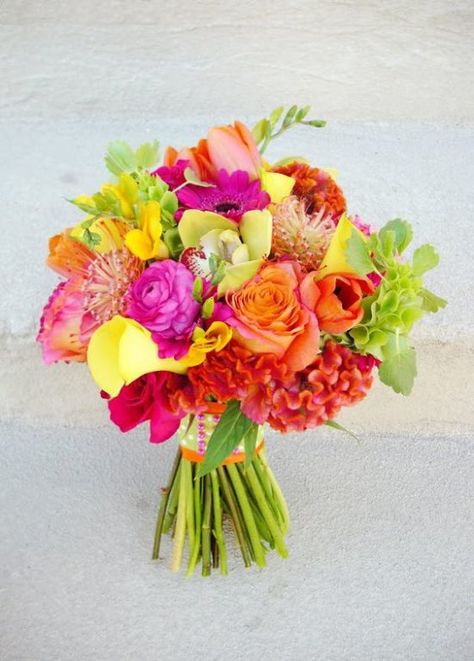 Wedding Wednesday :: Bright and Bold Summer Bouquets Bright Bouquet, Wedding Wednesday, Summer Wedding Bouquets, Rainbow Wedding, Prom Flowers, Bright Wedding, Summer Bouquet, Colorful Bouquet, Wedding Flower Ideas