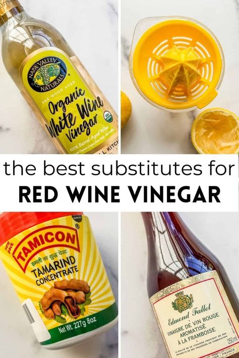 If you're wondering what the best red wine vinegar substitute is, we have nine great substitute ideas! Red Wine Vinegar Substitute, French Potato Salad, Champagne Vinegar, Best Red Wine, Tamarind Paste, Sherry Vinegar, Citrus Juice, White Wine Vinegar, Red Wine Vinegar