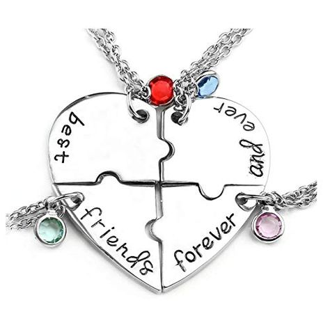 Jovivi 3-4pcs/set Best Friend Forever and Ever Heart Puzzle BBF Friendship Pendant Necklace Jewelry #Pendants, #Necklaces, #Jewelry, #Women, #Clothing, Shoes & Jewelry, Friendship Necklaces For 4, 4 Best Friends, Bff Necklace, Forever Necklace, Pet Memorial Necklace, Bff Jewelry, Necklaces Set, Friendship Necklace, Forever And Ever