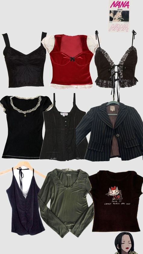 Nana Clothes Aesthetic, Y2k Clothing Brands, Nana Inspired Outfits, Nana Osaki Outfit, Nana Outfits, Andro Style, Nana Clothes, Grunge Tops, Nana Anime