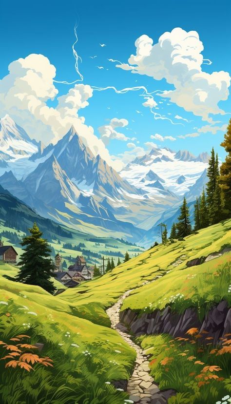 Illustration Prompts, Nature Landscape Art, Digital Art Software, Landscape Art Painting, Research Lab, Anime Backgrounds Wallpapers, Cool Wallpapers Art, Beautiful Landscape Wallpaper, Fantasy Art Landscapes