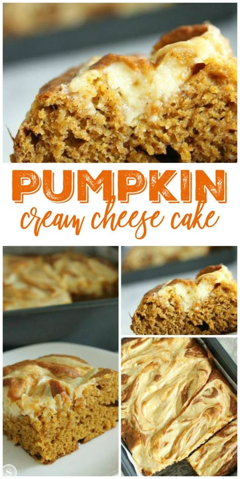 Pumpkin Cream Cheese Cake Recipe, Thanksgiving Desserts Pie, Pumpkin Cake With Cream Cheese, Cake With Cream Cheese Filling, Healthy Pumpkin Dessert, Thanksgiving Desserts Kids, Pumpkin Cream Cheese, Cream Cheese Desserts, Thanksgiving Desserts Easy