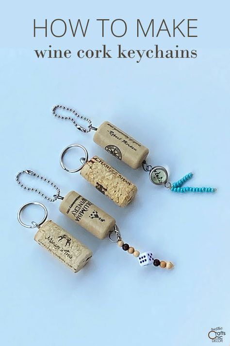 how to make wine cork keychains Wine Cork Key Chains, How To Make Wine, Upcycled Wine Corks, Wine Cork Diy Projects, Cork Diy Projects, Wine Cork Diy Crafts, Recycled Wine Corks, Cork Crafts Diy, Rustic Decorating