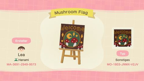 Acnh, mushroom, townflag, flag, acnhcode, acnhflag, animalcrossingnewhorizons Acnh Flag Design Mushroom, Acnh Cottagecore Flag Designs, Mushroom Flag Acnh, Town Flag Acnh, Acnh Town Flag Design, Acnh Town Flag, Animal Crossing Town Flag, Acnh Mushroom, Animal Crossing Flag