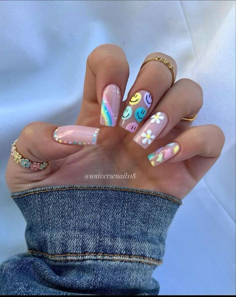 Funky Nail Designs, Funky Nail Art, Easter Nail Designs, Easter Nails, Nail Art Summer, Funky Nails, Chic Nails, Dope Nails, Short Acrylic Nails