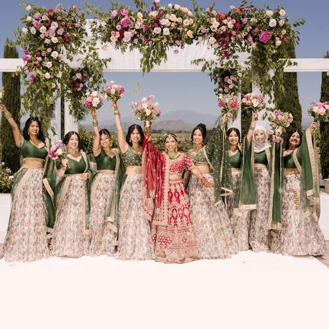 Picture Perfect 🩷💚 Bride and Groom: @tnizzy94 @shashots Planner: @eventspell Photographer: @mateihorvath #HeySaheliBridesmaids #indianweddingfashion #indianamericanweddings #bride #groom #weddingdayphotos #weddingscenes #weddingphotography #heysaheli #custombridalpartywear #custombridesmaidsdresses #customizedoutfits #bridesmaidswear #indianweddingfashion #bridesmaidsfashion #custommade #customisedindianwear #bridesmaids #bridalpartymembers #customemade #indianbridesmaid #bridesmaidstyl... Hindu Bridesmaids Outfits, Punjabi Bridesmaids Outfits, Punjabi Bridesmaids, Indian Bridesmaids Outfits, Indian Wedding Bridesmaids, Bridesmaid Indian, Indian Bridal Party, Indian American Weddings, Bridesmaids Outfits