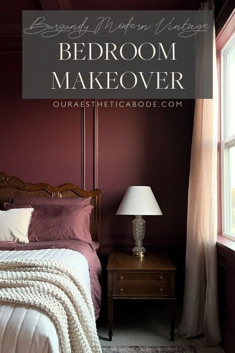 Brown Red Bedroom, Burgundy Bedroom Ideas Decor, Grey And Maroon Bedroom, Burgundy Room Ideas Bedrooms, Box Molding On Walls, Bedroom Maroon, Easy Wood Projects To Sell, Molding On Walls, Modern Molding