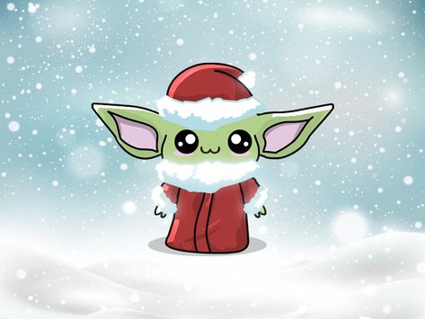 Star Wars Christmas Painting, Cute Christmas Illustration Art, Baby Yoda Navidad, Christmas Drawings Aesthetic, Christmas Cute Drawing, Christmas Aesthetic Drawing, Christmas Cute Illustration, Crismas Drawings Ideas, Cute Christmas Drawing Ideas