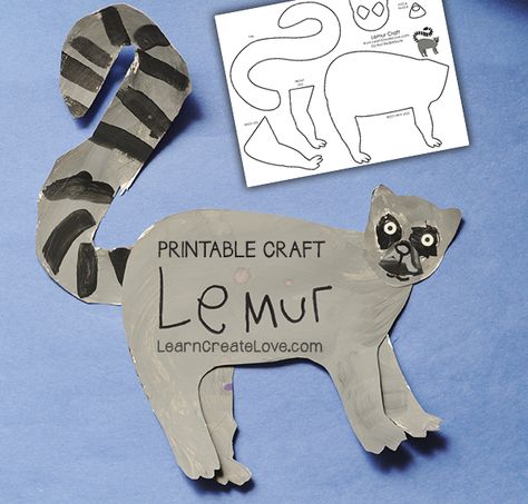 Free printable Lemur craft for Rainforest theme, tints and patterns Lemur Craft, Rainforest Preschool, Rainforest Classroom, Rainforest Crafts, Rainforest Activities, Jungle Crafts, Rainforest Theme, World Thinking Day, Rainforest Animals