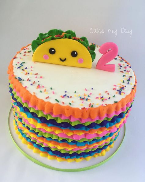 Taco Twosday Birthday Cake, Taco Twosday Birthday, Taco Cake, Taco Twosday, 2nd Birthday Party For Girl, Fiesta Cake, Fiesta Birthday Party, Mexican Birthday, Second Birthday Ideas