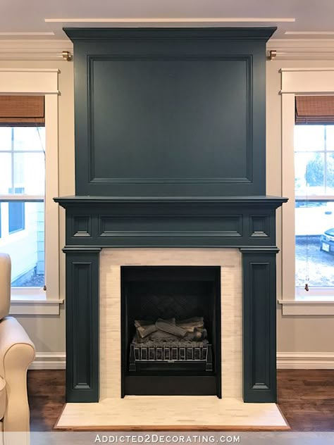 Painted Fireplace Mantels, Black Electric Fireplace, Fireplace Mantel Designs, Fireplace Update, Wooden Fireplace, Paint Fireplace, Brick Fireplace Makeover, Mantel Design, Black Fireplace