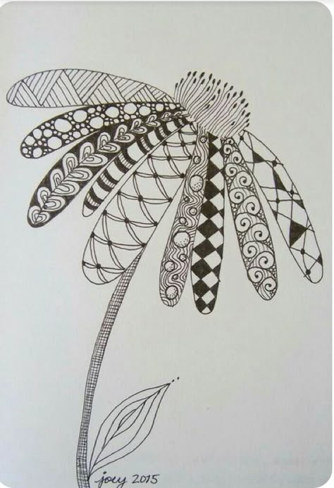 Zentangle Grass Pattern, Texture Drawing Ideas Simple, Grade 6 Art Ideas, Zentangle Flower Patterns, Floral Pattern Design Drawing, Fun Designs To Draw, Bee Zentangle, Zentangle Art Ideas Creative, Black Pen Drawing Ideas