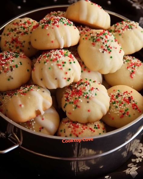 My Italian grandmother loved making these during Christmas time, but I am not gonna lie - I ate them all year round! Italian Tea Cookies, Italian Cookies Christmas, Gf Christmas Cookies, 2024 Cookies, Italian Christmas Desserts, Italian Holiday Cookies, Italian Treats, Italian Christmas Cookie Recipes, Italian Baking