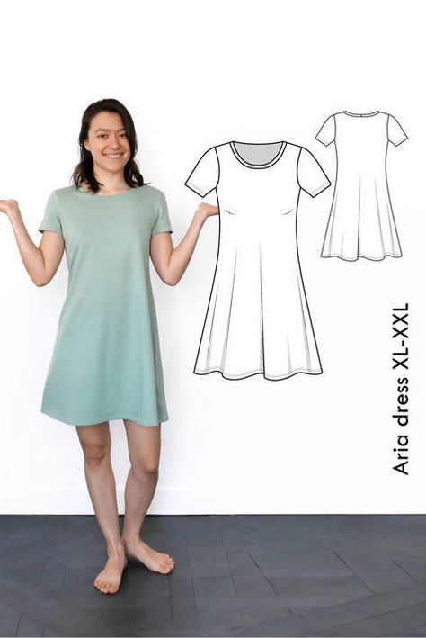 Tshirt Dress Pattern, Jersey Dress Pattern, T Shirt Sewing Pattern, Georgia Dress, Make Your Own Clothes, Dress Tutorials, Des Baskets, Dress With Short Sleeves, Easy To Sew