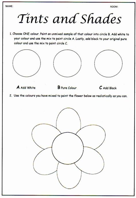 Middle School Art Worksheets Best Of Ce Upon An Art Room Tinting and Shading Colour theory Art Worksheets Middle School, Art Assessment, Tints And Shades, Practice Painting, Art Handouts, School Art Activities, 6th Grade Art, Draw And Paint, 3rd Grade Art