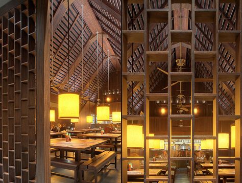 Busaba Eathai by David Archer Architects, Bicester restaurant Busaba Eathai, House Ceiling, Thai House, Information Center, Retail Design Blog, Thai Style, Bagan, Restaurant Interior Design, Cathedral Ceiling