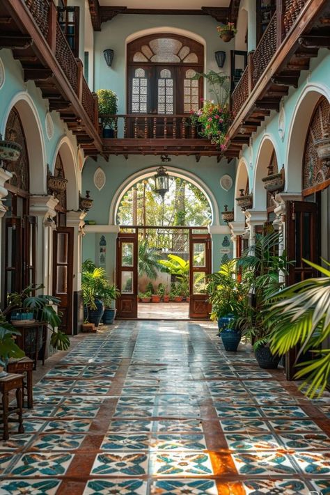 Spanish Colonial Style Homes, Nepal Architecture, Home Architecture Styles, Tuscany House, Open Living Room Design, House Mediterranean, Hacienda Style Homes, Colonial Style Homes, Spanish Architecture