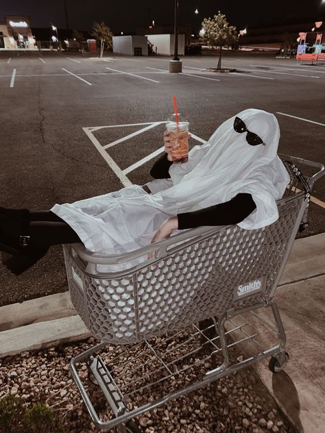 Ghost halloween costume trend. Grocery store photos. Sunglasses ghost. Slurpee and grocery cart photo. 2021 halloween. Ghosts Photoshoot, Ghost Sunglasses, Target Photoshoot, Ghost Photoshoot, Trend Sunglasses, Ghost Halloween Costume, Grocery Cart, Store Photos, Ghost Halloween