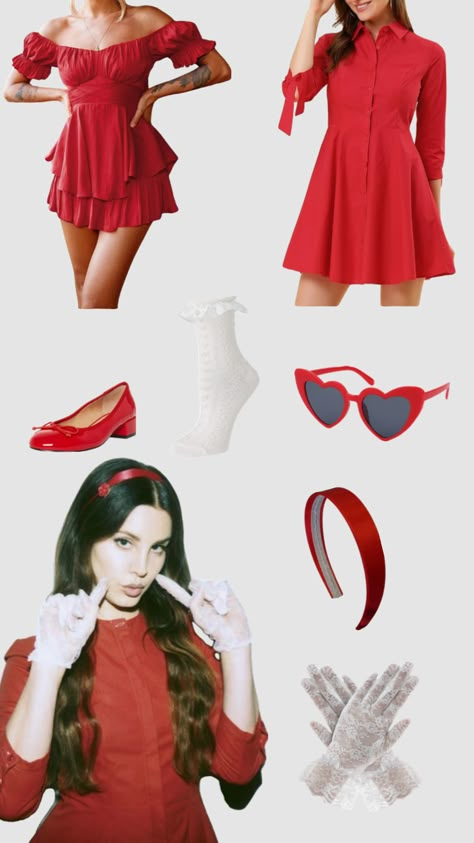 Lust For Life Outfit, Rey Costume, Lana Del Rey Outfits, Classy Halloween Costumes, Red Dress Costume, Outfit Costume, Red Costume, Pretty Halloween Costumes, Halloween Costume Idea