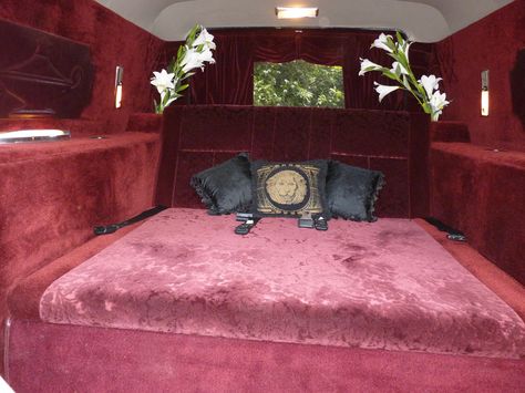 Custom 1975 Cadillac Hearse Converted to Limousine Hearse Cars Aesthetic, Hearse Camper Conversion, Hearse Car Custom Interior, Custom Hearse Interior, Hearse Camper, Hearse Interior, Hearse Aesthetic, Limo Interior, Hearse Cars