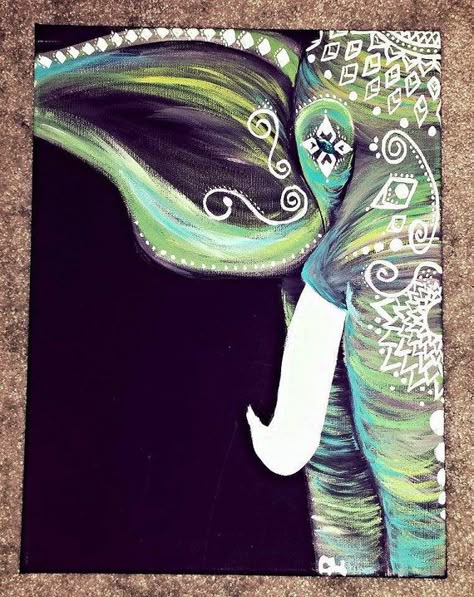 Turquoise Bohemian Elephant Art Amour, Bohemian Elephant, Green Elephant, Tableau Art, An Elephant, Pics Art, Hippie Chic, Art Plastique, Painting Projects