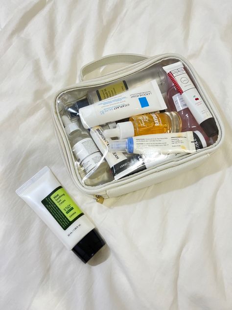 Skin care, cosrx, inkeys list, the ordinary, la roche posay Skin Care Pouch, Skincare Pouch, Study Tour, Cute Pouch, Travel Skincare, Roche Posay, Skin Care Essentials, Travel Pouch, My New Room