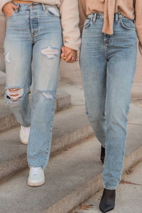 Best Place to Buy Mom Jeans Blue Mom Jeans, Mom Jeans Outfit, Jeans With Heels, Cowboy Outfits, Cut Jeans, Popsugar Fashion, Shoes With Jeans, Fall Fashion Trends, Jeans And Boots