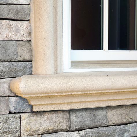 5" Cast Stone Window Sill - New England ... Window Sill Painting Ideas, Blue Door House, Exterior Window Molding, Marble Window Sill, Stone Window Sill, Exterior Window Sill, Window Structure, Veneer Stone, House Cast