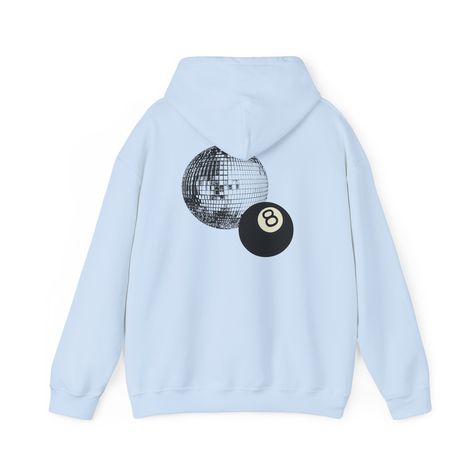 Trendy Retro Disco Ball & 8-Ball Hoodie, Vintage-Inspired Streetwear Retro Disco Ball, Retro Disco, 8 Ball, Disco Ball, Dream Clothes, Stay Warm, Color Matching, Halloween Shopping, Sweat Shirt