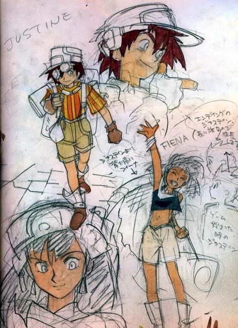 Hontani's Grandia Visual Database | Grandia Wiki | Fandom Official Concept Art, Game Character Design, Deadly Sins, Character Design References, Nice Things, Drawing Poses, Art Stuff, Art Book, Character Illustration