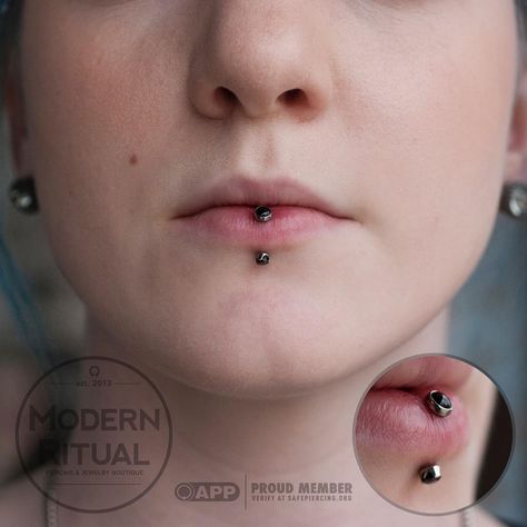 This healing vertical labret piercing has always been a favorite of ours. Classic black onyx and black cz in titanium, you can’t go wrong!… Vertical Labret Piercing, Vertical Labret, Labret Jewelry, 8bit Art, Labret Piercing, Facial Piercings, Face Chart, Piercing Jewelry, Black Onyx