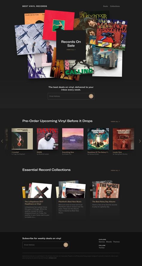 Best Vinyl Records, Typo Logo Design, Unique Website Design, Music Website, 포트폴리오 레이아웃, Vinyl Store, Email Design Inspiration, Music Web, Ui Design Website