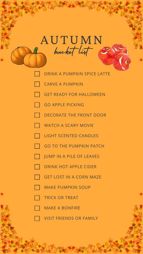 A fun fall/Autumn bucket list for all ages! October Bucket List, Autumn Bucket List, Autumn Name, Autumn To Do List, Best Books For Teens, Girly Christmas Gifts, Money Makeover, How To Get Followers, Fall Mood Board