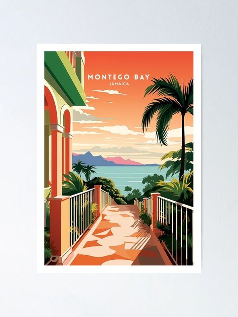 "Montego Bay Jamaica Caribbean Paradise Travel Illustration" Poster for Sale by NeuralVibe | Redbubble Paradise Travel, Montego Bay Jamaica, Montego Bay, Travel Illustration, Illustration Poster, Travel Poster, Cruise Ship, Illustrations Posters, Beautiful Beaches