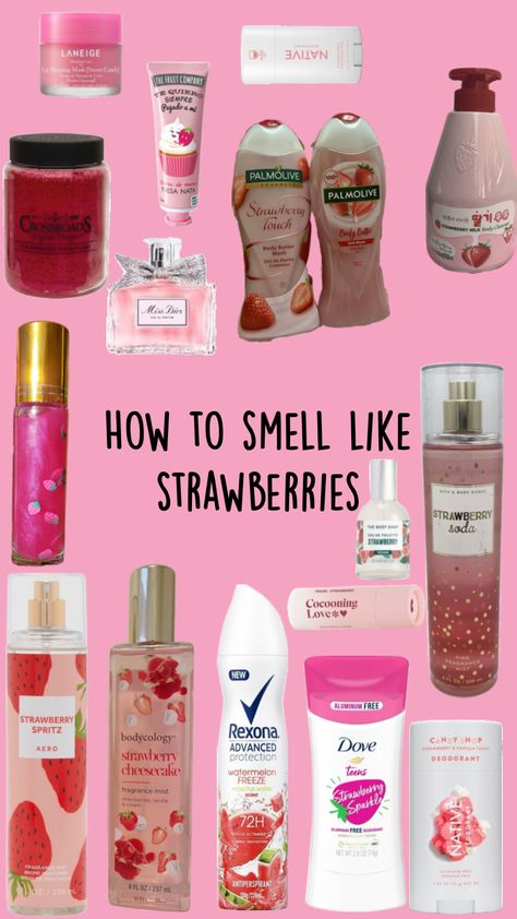 How to smell like strawberries #beauty #vibes #wallpaper #strawberrygirl #strawberries Smell Like Strawberries, Strawberry Perfume, Fragrance Lab, Beauty Vibes, Body Hygiene, Vibes Wallpaper, Shower Skin Care, Pretty Skin Care, Perfume Scents