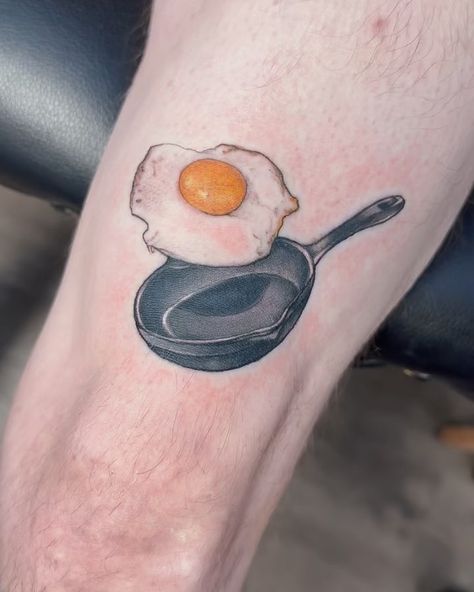 Ryan - Nashville Tattoo Artist | This was a fun one 🍳 who doesn’t love a fried egg am I right? . . Lmk how you like your eggs 🥚 . . A couple updates ✨ I’ll be attending a... | Instagram Fried Egg Tattoo, Egg Tattoo, Nashville Tattoo, Patchwork Tattoo Ideas, Patchwork Tattoo, Fried Egg, Tattoo Artist, Tattoos And Piercings, Tattoo Art