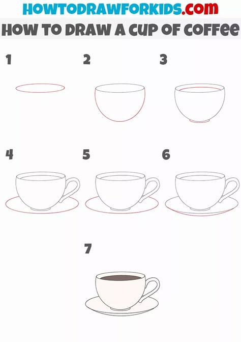 How To Draw A Coffee Cup Easy, Mug Of Coffee Drawing, How To Draw A Mug Step By Step, Easy Coffee Cup Drawing, Coffe Drawings Cups Cute, How To Draw A Tea Cup Step By Step, How To Draw A Coffee Cup Step By Step, How To Draw A Cup Of Coffee, Cute Mug Drawing