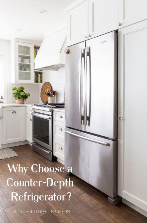 Why Choose A Counter-Depth Refrigerator | So Much Better With Age Counter Depth Fridge, Long Narrow Living Room, Custom Refrigerator, European Decor, House Redo, Narrow Living Room, Counter Depth Refrigerator, Small Bathroom Renovation, Built In Refrigerator