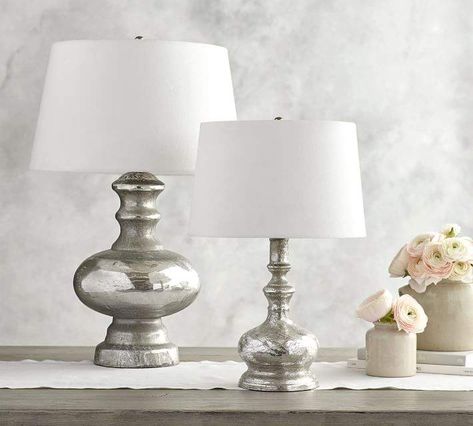 Antique Mercury Glass Table Lamp Mercury Lamps, Pottery Barn Bedroom, Bedroom Table Lamps, Barn Bedroom, Mercury Lamp, Mercury Glass Lamp, Mercury Glass Table Lamp, Large Table Lamps, Bedroom Table