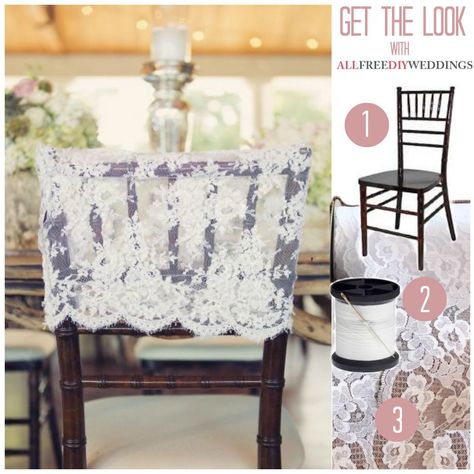 The Lace Back Chair Cover is one of the easiest, least expensive, and most rewarding DIY wedding crafts out there. It looks absolutely gorgeous when complete. Lace Chair Covers, Chair Photography, Chair Back Covers, Wedding Chair Decorations, Chair Covers Wedding, Chair Decor, Wedding Chair, Chair Sashes, Chair Decorations