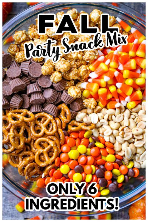 Cornucopia Snack Ideas, Room Temperature Snacks, Trail Mix Recipes Fall, Fall Party Mix Ideas, Party Snack Mix Ideas, Snacks For Small Gathering, Fall Snack Mix Sweet And Salty, Fall Snack Mixes Healthy, Fall Birthday Snacks